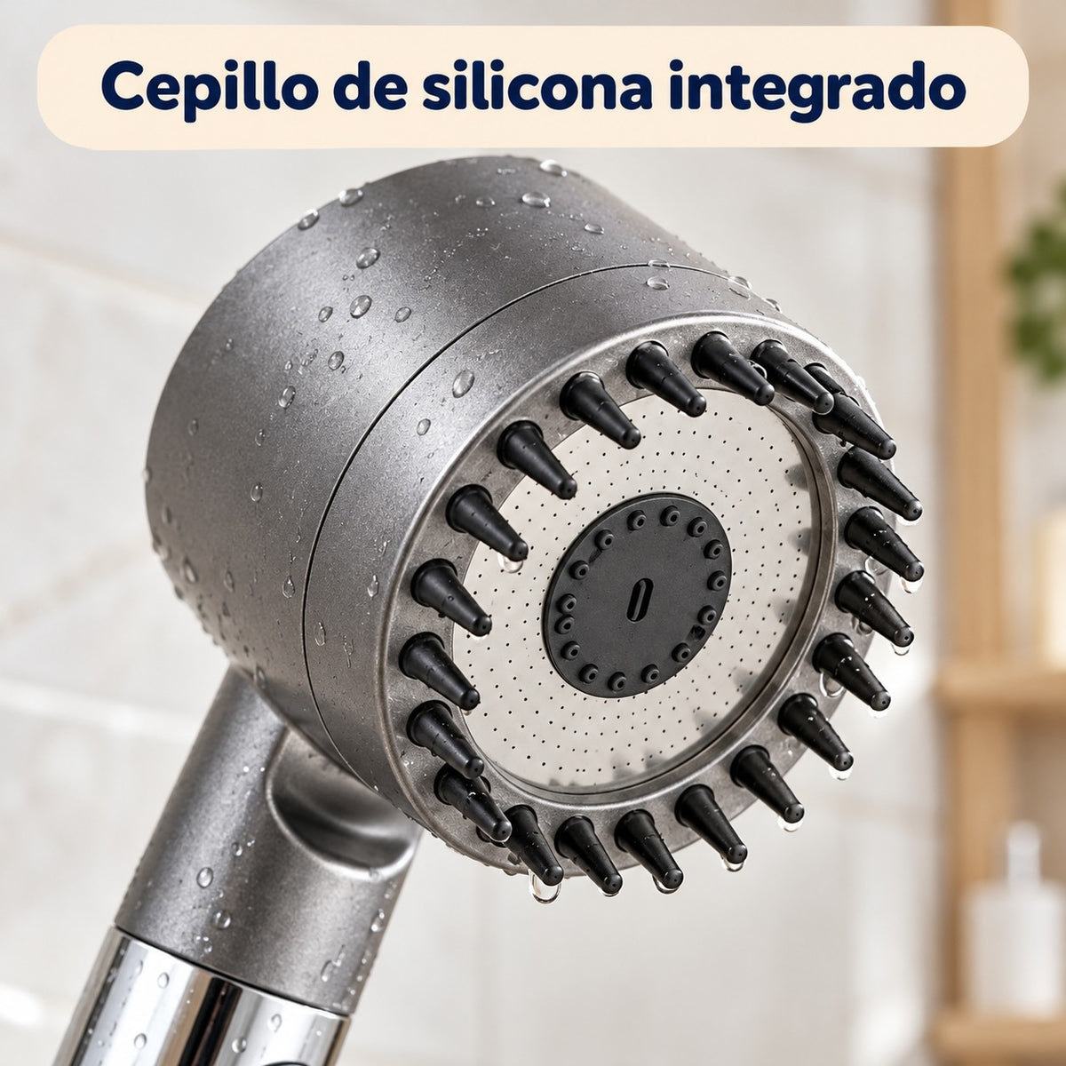 Primer plano del cabezal con el anillo de púas de silicona
