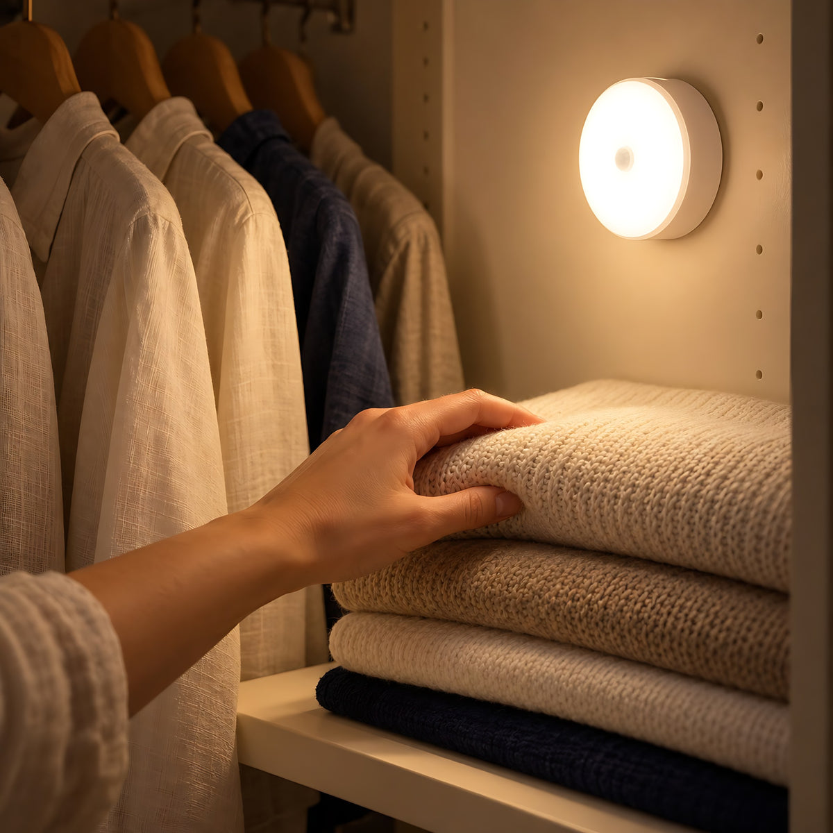 Luces con sensor de movimiento recargables: dentro del armario