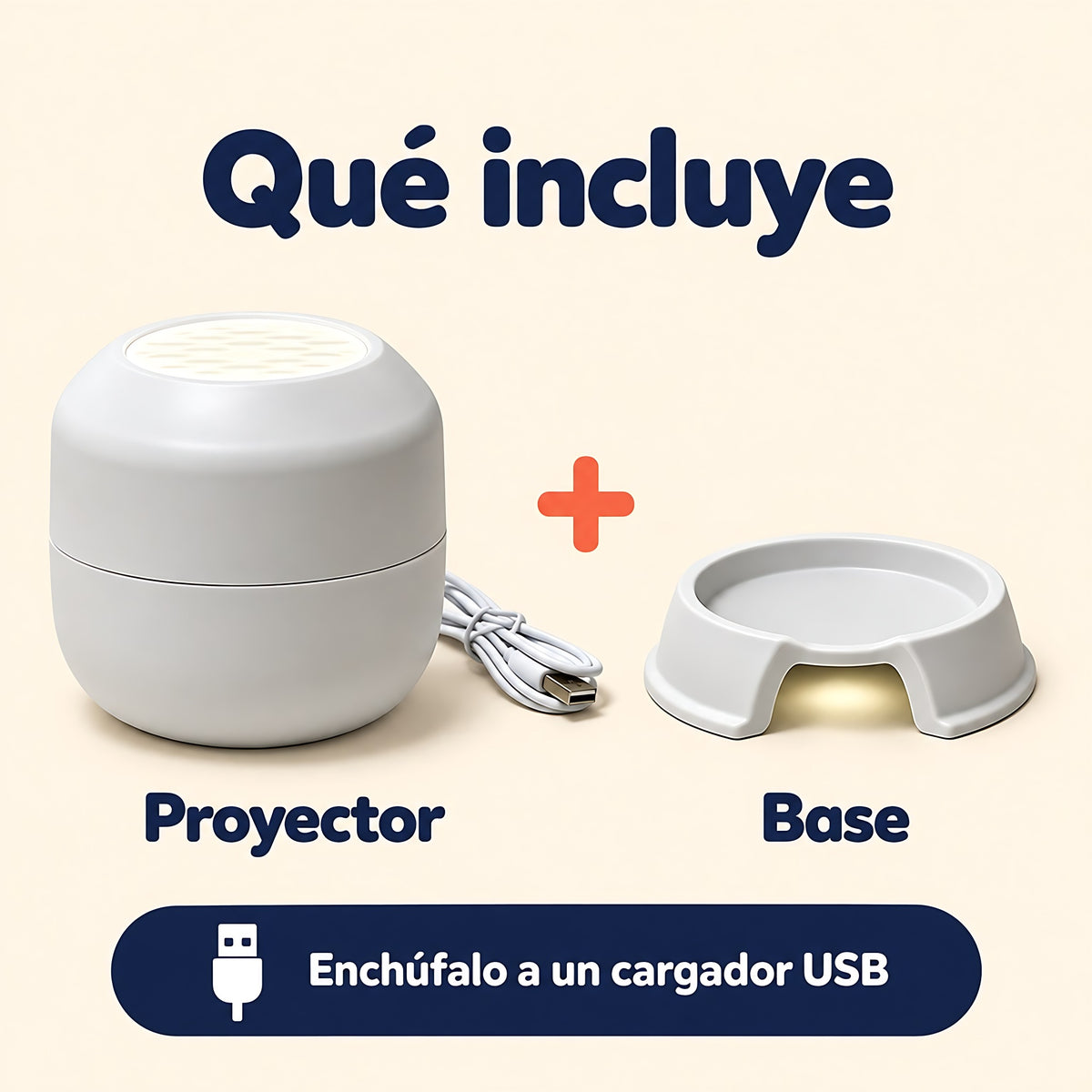 Qué incluye: proyector con cable USB y base